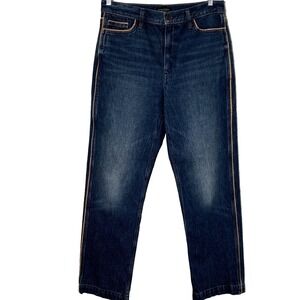 Banana Republic Jeans High Rise Vintage Straight‎ Womens 30 Faux Leather Trim